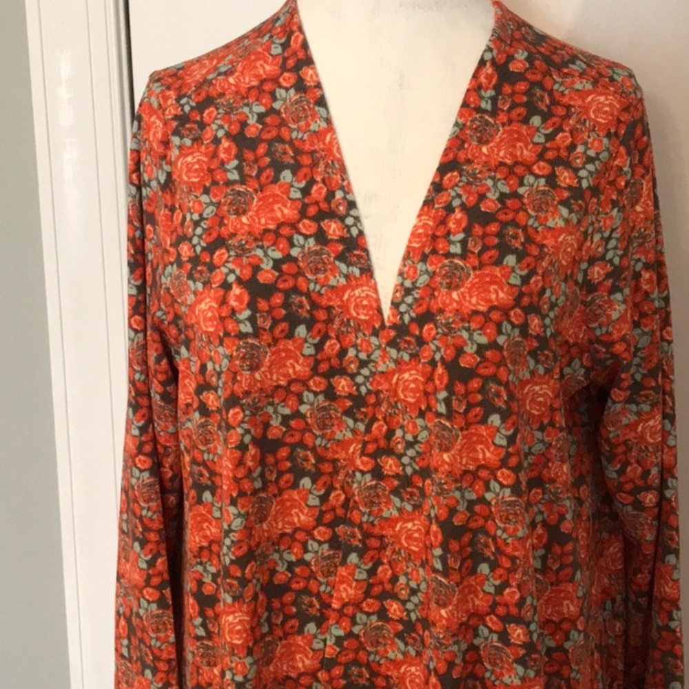 Long Cozy Floral Sweater Duster w/Pockets Sz M NWOT
